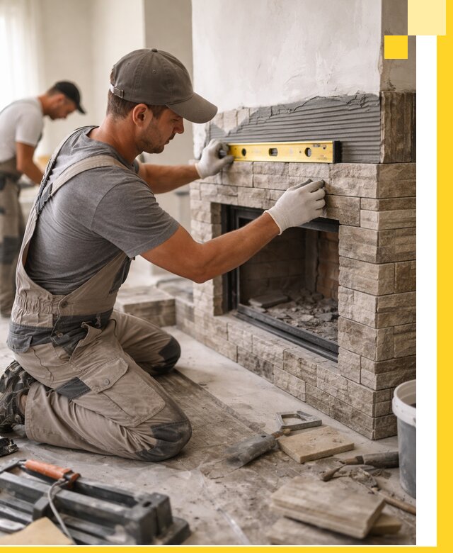 Облицовка каминов в Сибае, монтаж и отделка натуральным камнем