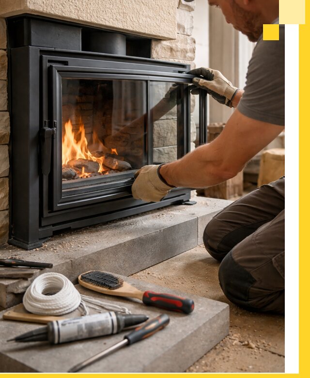 Производство, монтаж и доставка каминов со стеклом в Сибае