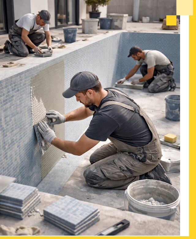 Облицовка бассейнов в Сибае плитка мозаика гидроизоляция