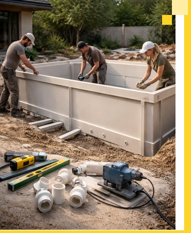 Установка полипропиленовых бассейнов под ключ в Сибае