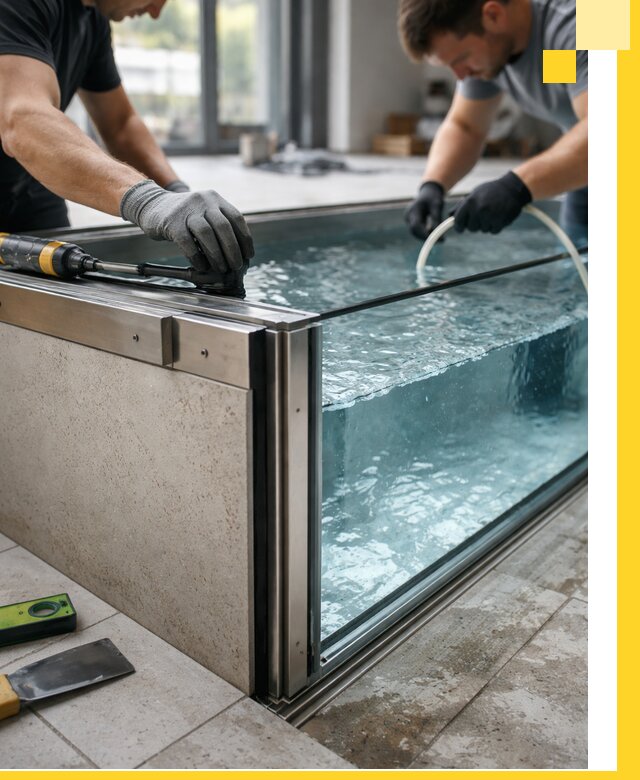 Проектирование и монтаж стеклянных бассейнов в Сибае