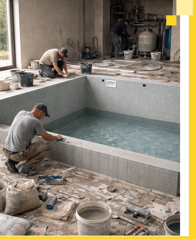 Строительство и монтаж бассейнов в помещении в Сибае