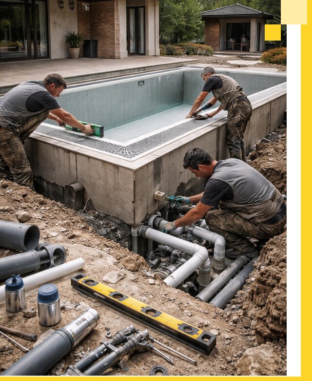 Строительство переливных бассейнов в Сибае под ключ