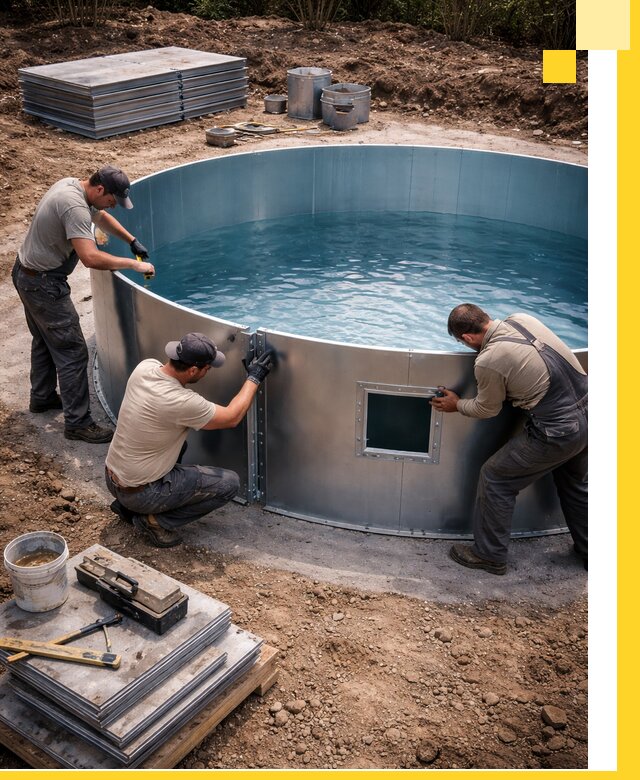 Круглые бассейны под ключ в Сибае проектирование и монтаж