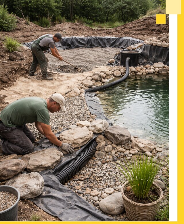 Строительство природных бассейнов и озер в Сибае под ключ