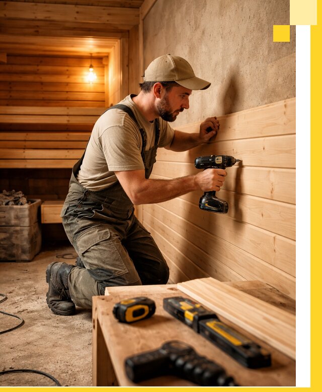 Профессиональная внутренняя отделка бани в Сибае под ключ