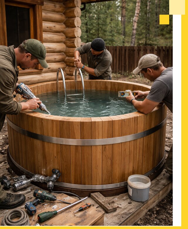 Строительство бань с купелью под ключ и отделкой в Сибае