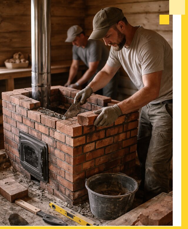 Кирпичные печи для бани под ключ в Сибае, проект и монтаж