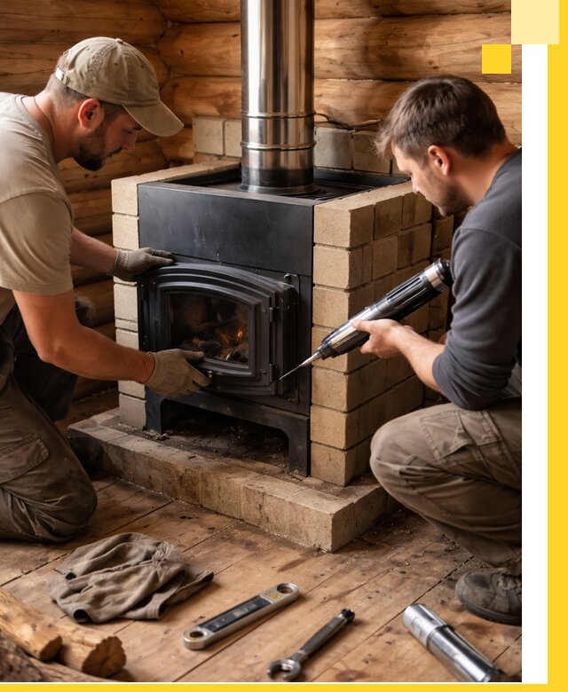 Монтаж и установка печи в бане под ключ с гарантией в Сибае