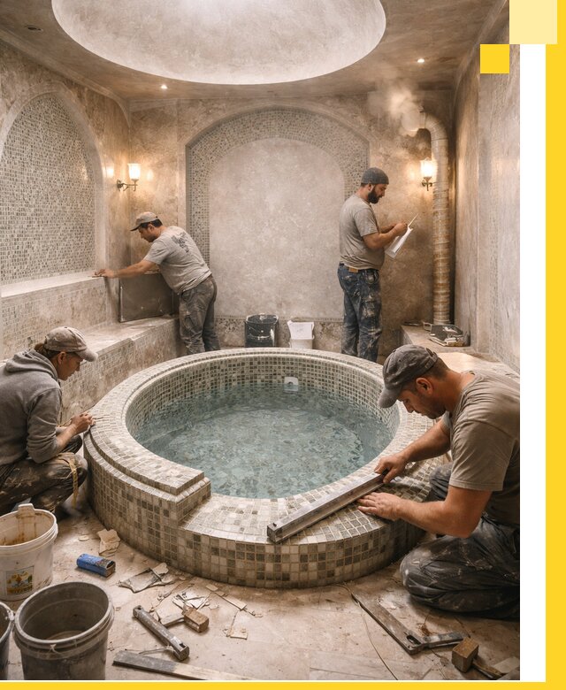 Профессиональное строительство хамама с бассейном в Сибае под ключ