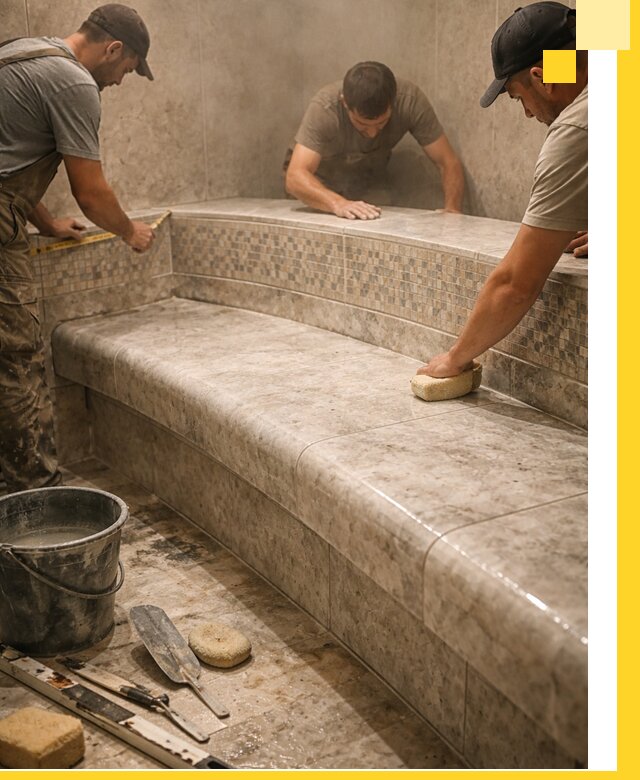 Изготовление и установка сидений для хамама в Сибае