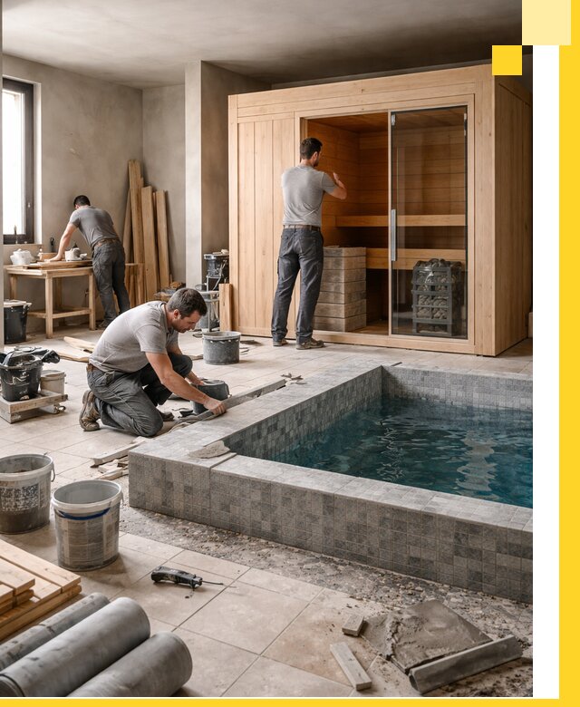 SPA зоны под ключ с бассейном сауной и печью в Сибае